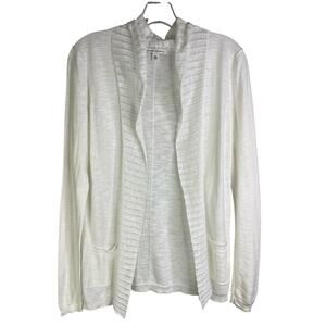 Banana Republic Sweater Cardigan Womens M White Cotton Open Front Long Sleeve